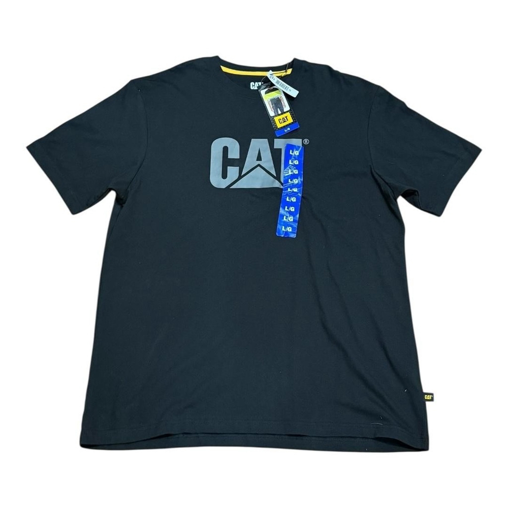 CAT Shirt Mens Large Black Workwear Logo Graphic Crewneck Tee New Tag Cotton